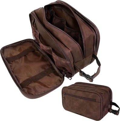 Купить Темно-коричневый водостойкий Dopp Kit PU кожаный бритвенный мешок организатор туристическая сумка для аксессуаров косметическая гигиена online manufacture