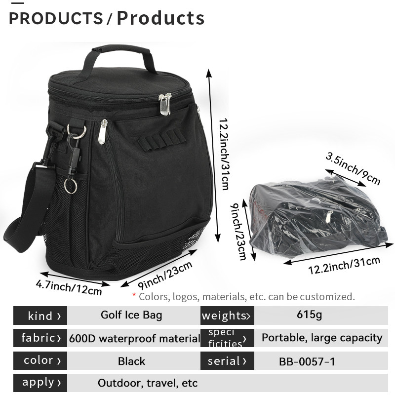 Чёрный большой объем унисекс 10 Консервный изоляционный гольф Custom Travel Cooler Bag с плечевым ремнем