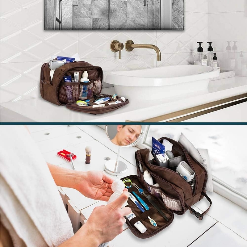 Темно-коричневый водостойкий Dopp Kit PU кожаный бритвенный мешок организатор туристическая сумка для аксессуаров косметическая гигиена